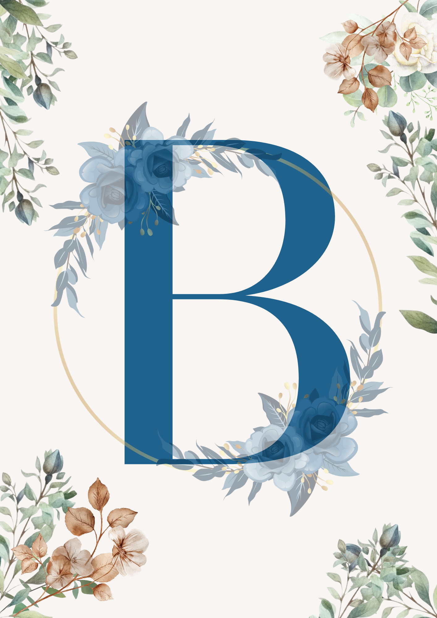 Floral Letter Blue