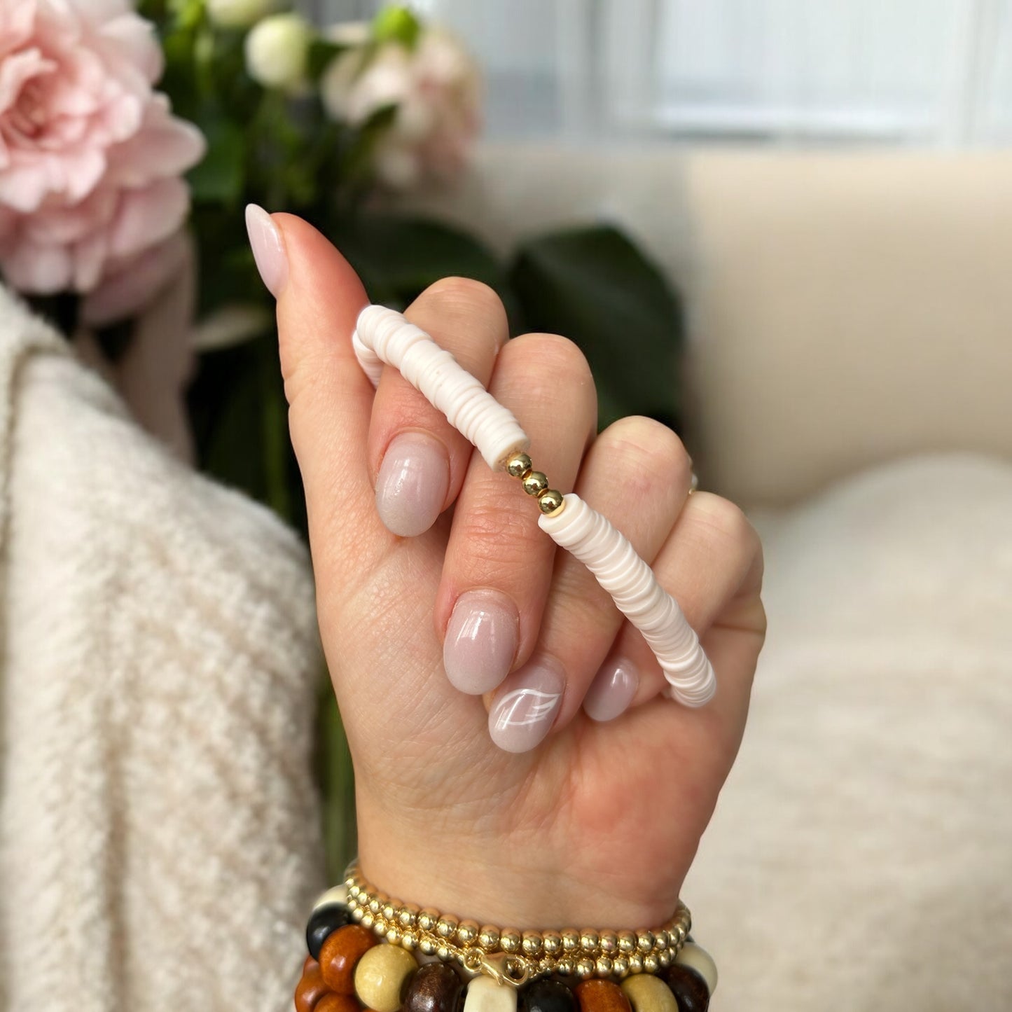 Pastel Pink Disc Bracelet