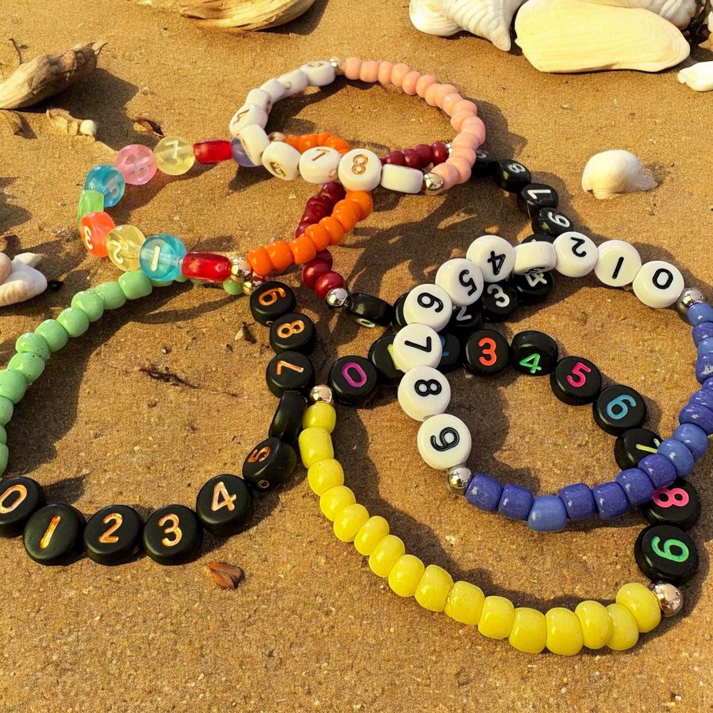 Safe Hands, Happy Hearts - White Black Personalised Telephone Number Bracelet