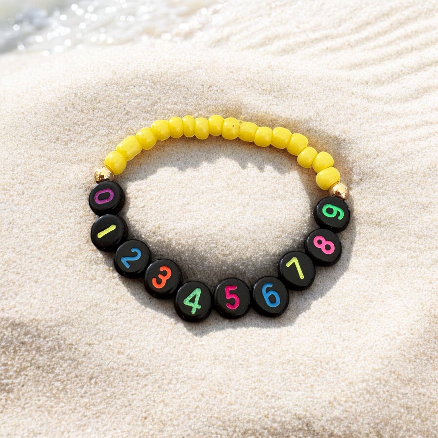 Safe Hands, Happy Hearts - Black Colour Personalised Telephone Number Bracelet