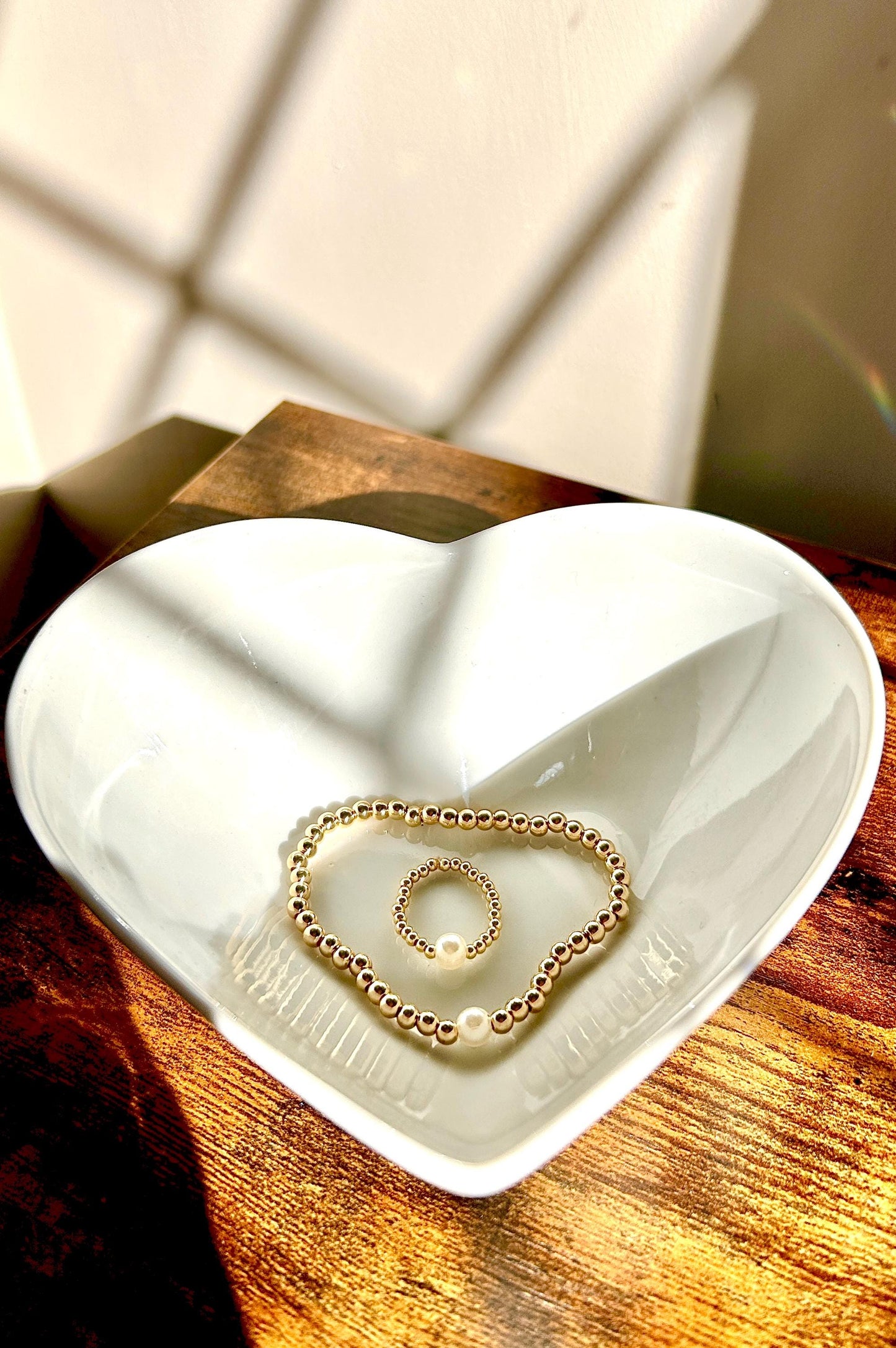 Classic Stacking Ring With Large Faux Pearl