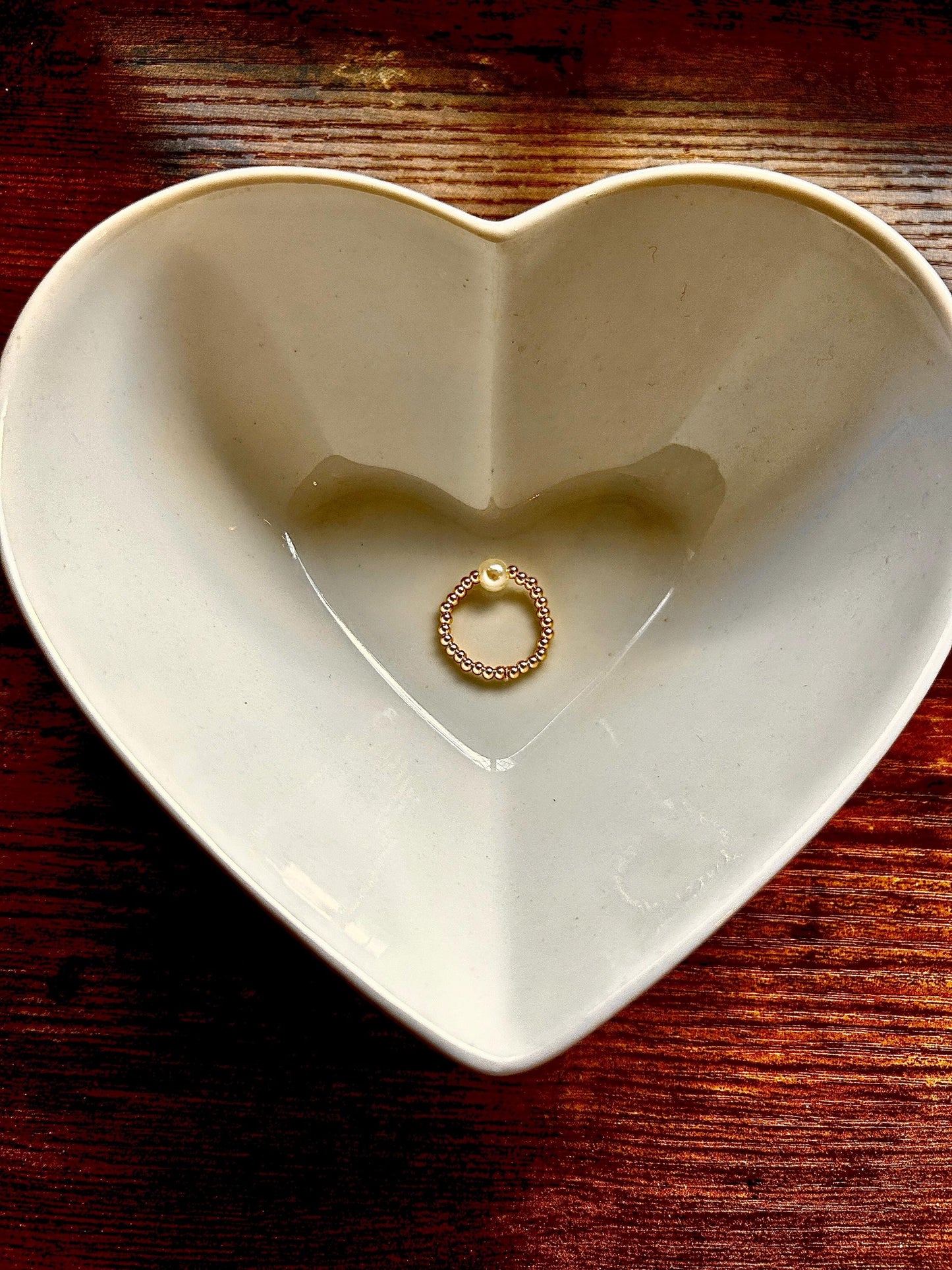 Classic Stacking Ring With Large Faux Pearl