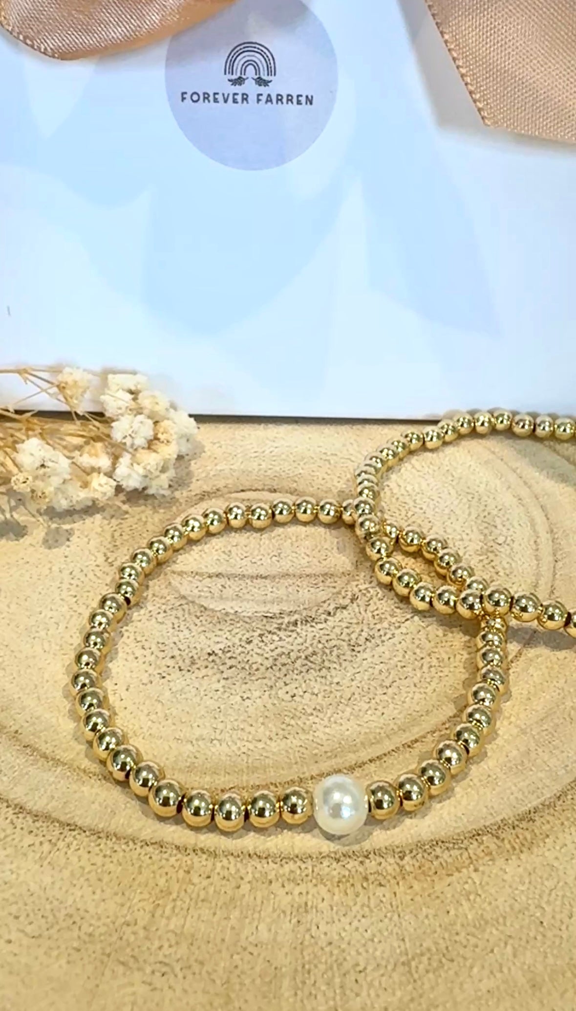 Large Faux Pearl Gold Bracelet