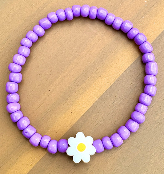 Daisy Pop Purple Beaded Bracelet