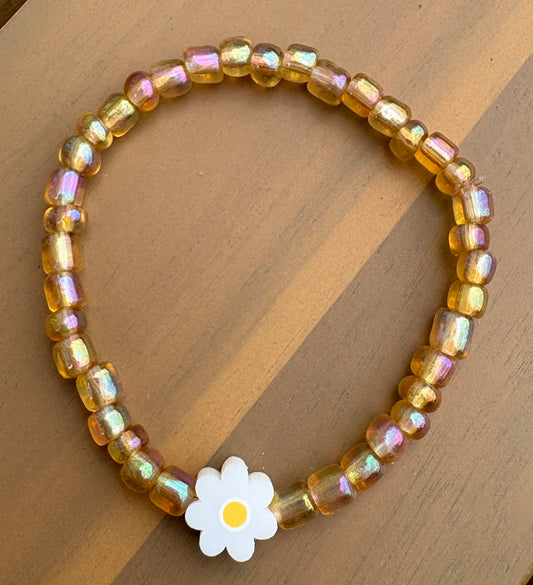 Daisy Pop Rainbow Gold Beaded Bracelet