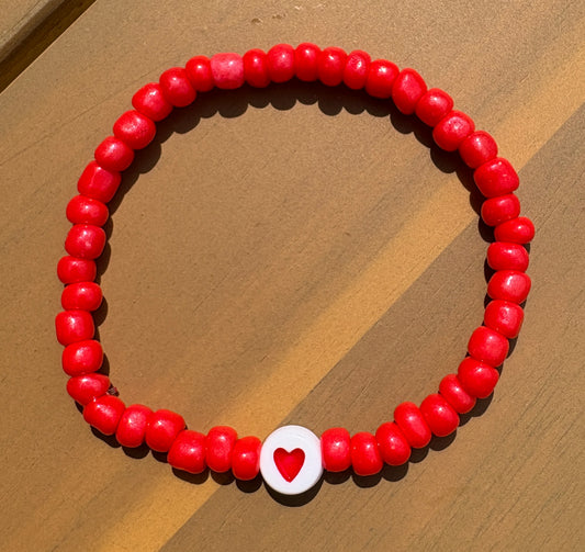 Heart Pop Red Beaded Bracelet