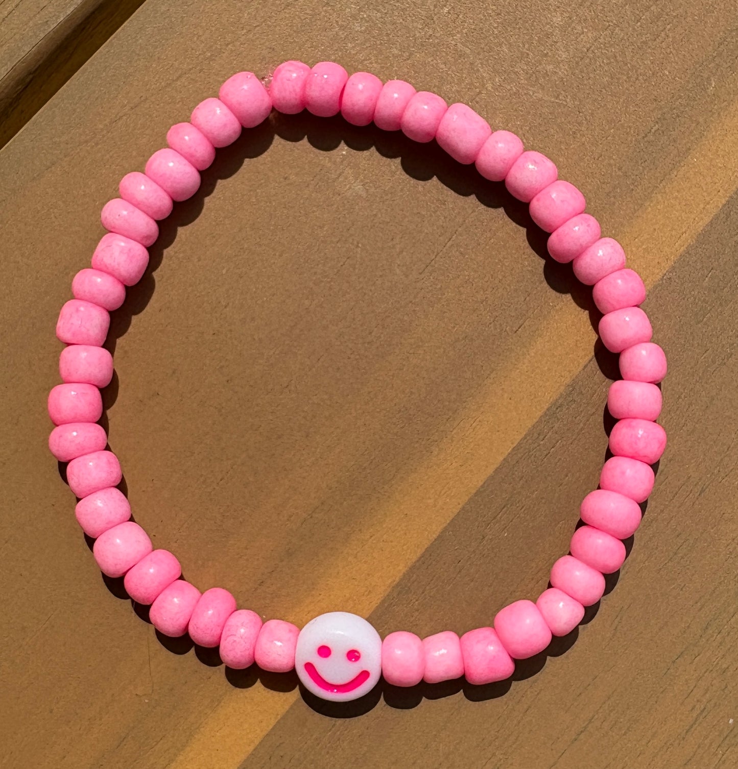 Smiley Pop Pink Beaded Bracelet