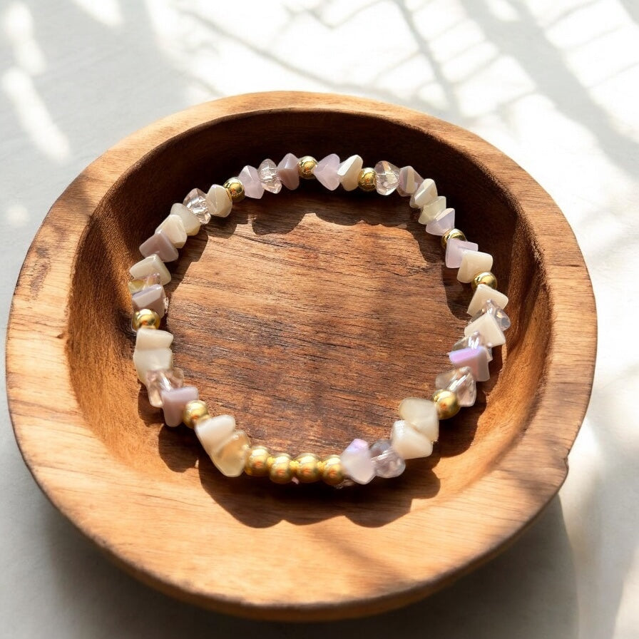 Crystal Pink Mix Gold Accent Bracelet