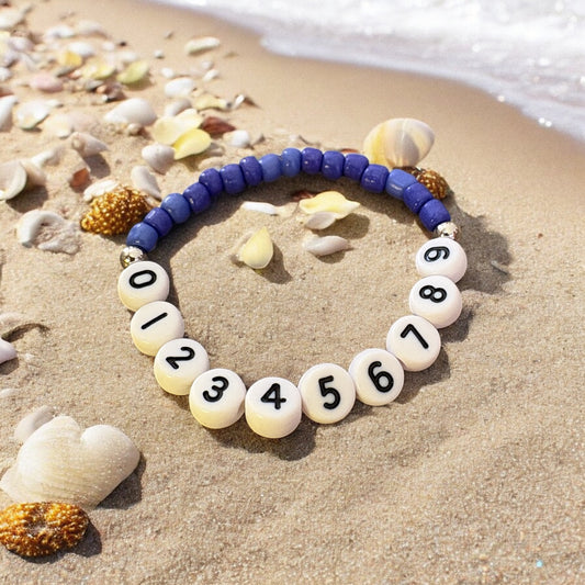 Safe Hands, Happy Hearts - White Black Personalised Telephone Number Bracelet
