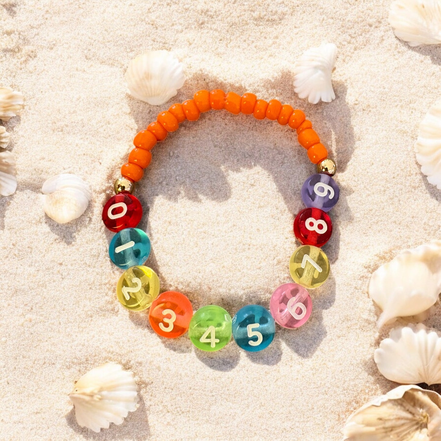 Safe Hands, Happy Hearts - Clear Colour Personalised Telephone Number Bracelet