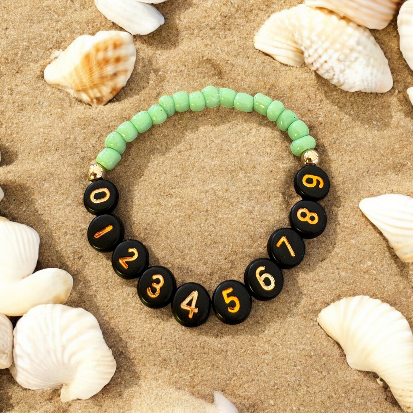 Safe Hands, Happy Hearts - Black Gold Personalised Telephone Number Bracelet